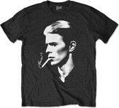David Bowie Heren Tshirt -L- Smoke Zwart