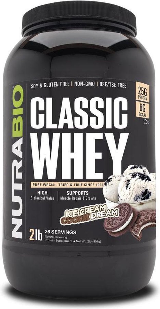 Nutrabio Classic Whey Protein - Eiwit Poeder - 900 gram Ice Cream Cookie Dream