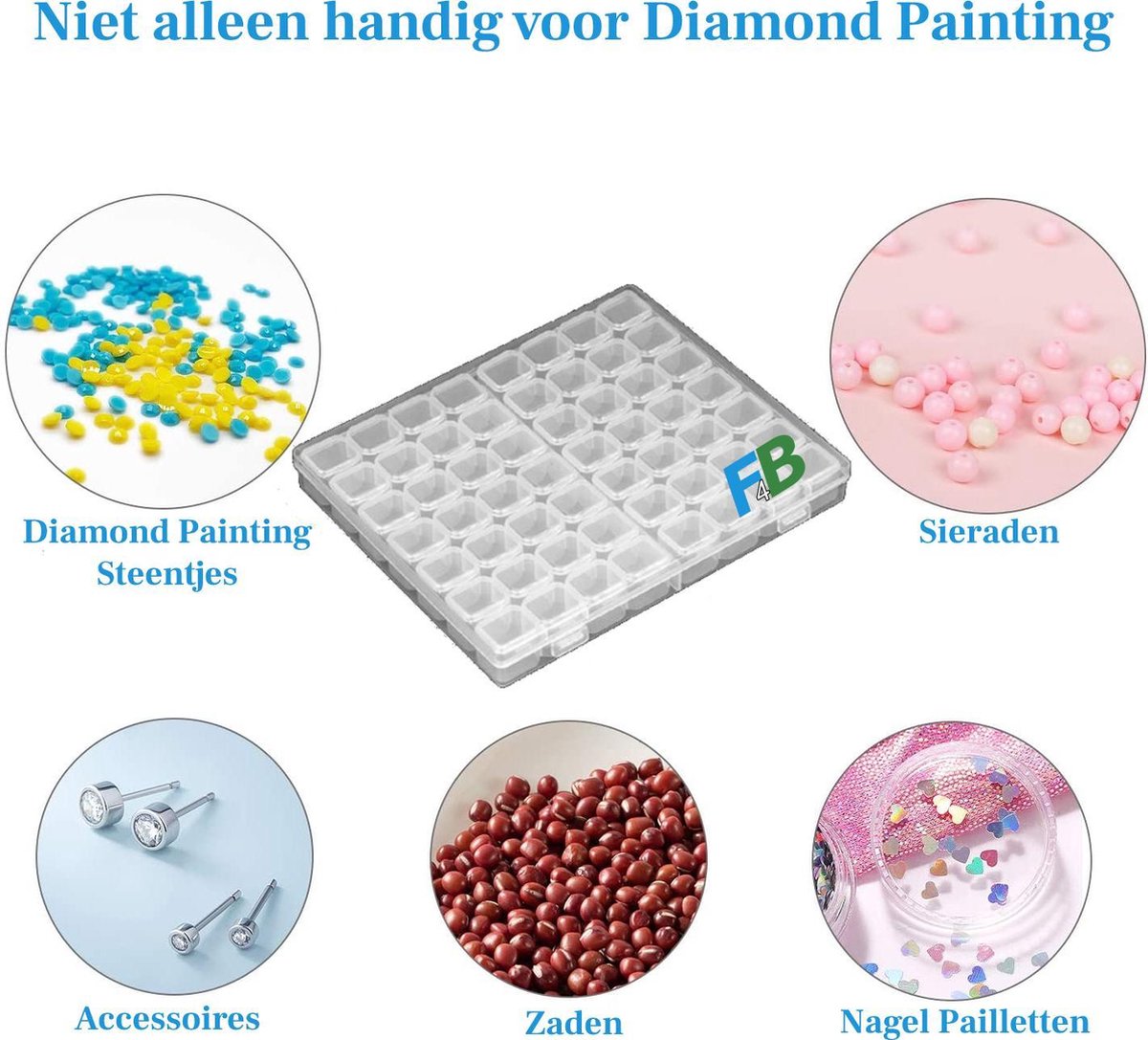 F4B Opbergdoos Diamond Painting – 56 Bakjes – Incl. Stickervel – Compact Formaat — afbeelding 3