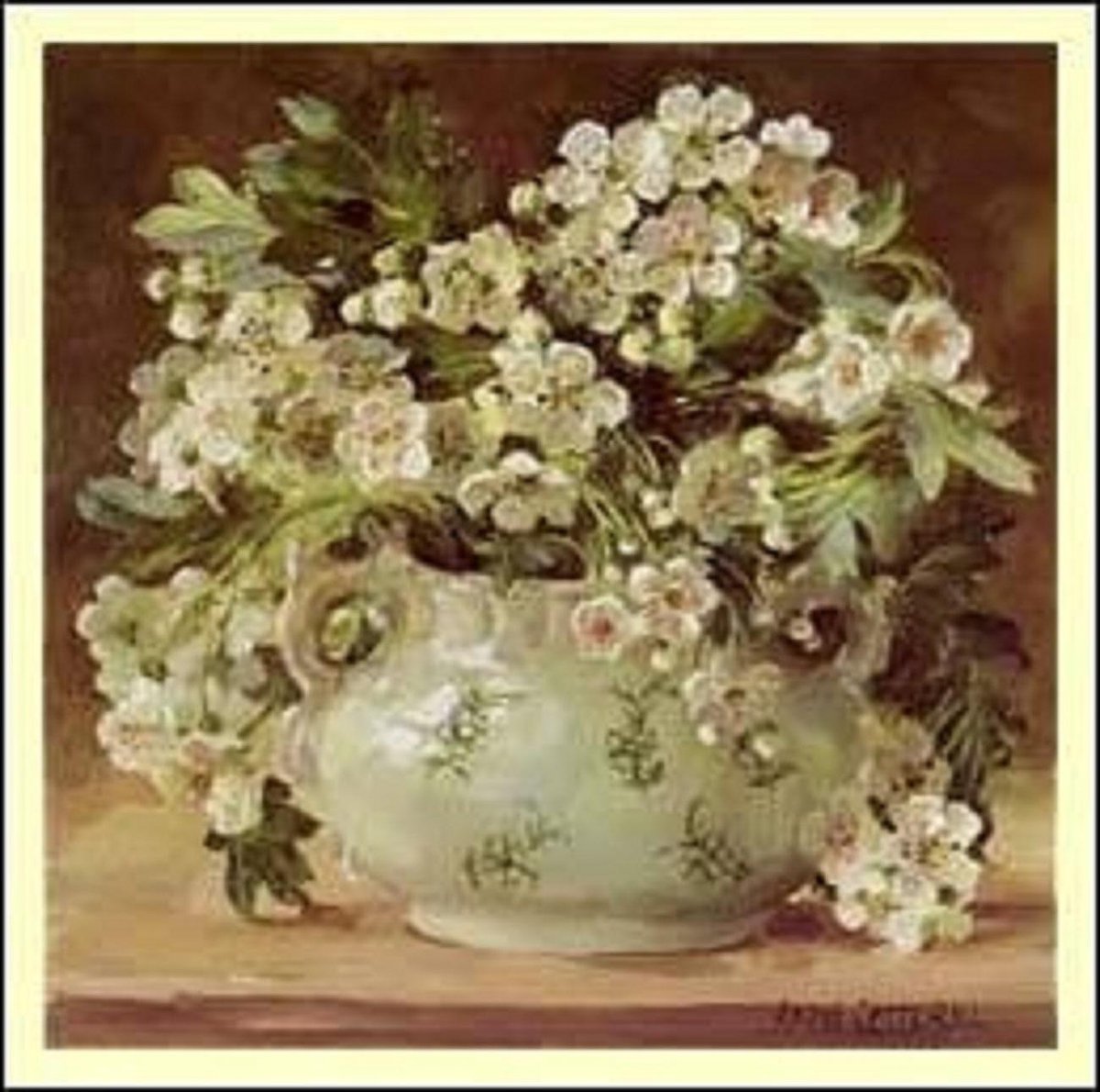 Dubbele kaart met env. Witte Meidoorn 15x15cm