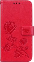 Mobigear Telefoonhoesje geschikt voor Xiaomi Pocophone F1 Hoesje | Mobigear Roses Bookcase Portemonnee | Pasjeshouder voor 2 Pasjes | Telefoonhoesje voor Pinpas / OV Kaart / Rijbewijs - Rood