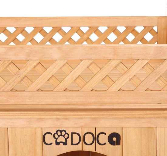 Cadoca Kattenhuis - Balkon Buiten 2 Verdiepingen 53,5x54,5x64,5cm - Hout
