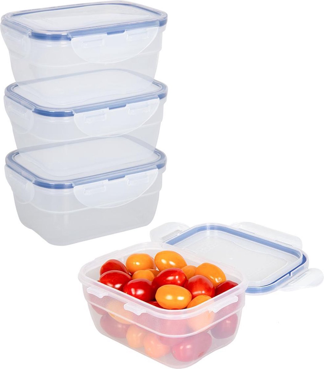 Lock&Lock Vershoudbakjes set met deksel - Diepvriesbakjes - Diepvriesdozen - Bewaarbakjes - Bewaardozen voedsel - Magnetron bakjes - Snackdoosjes - Stapelbaar - Luchtdicht - BPA vrij - PFAS vrij - Transparant 550 ml - Set van 4 stuks - LocknLock