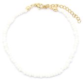 Dielay - Armband Dames - Glaskralen - Lengte Verstelbaar 19-24 cm - Wit