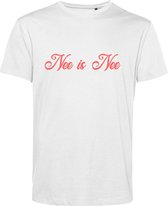 Nee is Nee T-shirt - Wit T-shirt korte mouw - Maat M - 100% Cotton