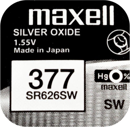 MAXELL 377 / SR626SW zilveroxide knoopcel horlogebatterij 2 (twee) stuks