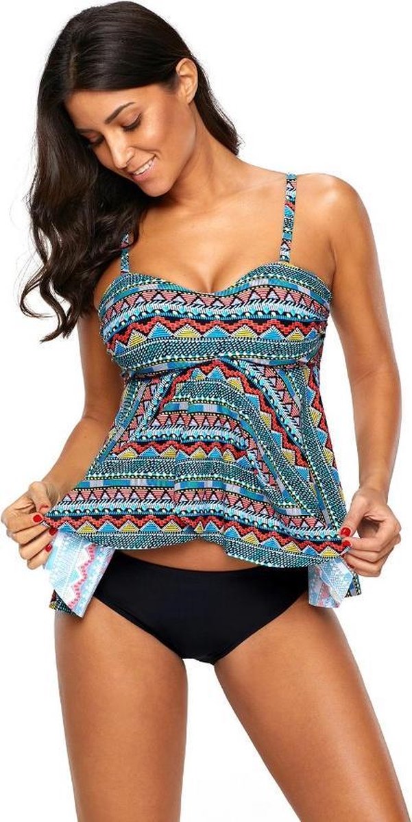 Bandeau Flyaway Tankini Dames - Etnische Print - Maat XL 'Tahesia'