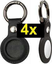 Apple Airtag Sleutelhanger - Hoesje / Case / Leer - Apple Airtag Case - Zwart - 4 Stuks
