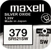 MAXELL 379 / SR521SW zilveroxide knoopcel horlogebatterij 2(twee) stuks