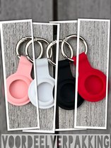 Apple Airtag Sleutelhanger Houder 4-PACK // Rood - Wit - Roze - Zwart // Hoesje Houder voor Apple Airtag 4 Stuks