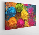 Onlinecanvas - Schilderij - Bowl Organic Gulal Colors For The Holi Festival Art Horizontal Horizontal - Multicolor - 40 X 50 Cm