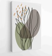 Botanical wall art vector set. Earth tone boho foliage line art drawing with abstract shape. 3 - Moderne schilderijen – Vertical – 1825140161 - 40-30 Vertical