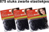 875 stuks Elastic bands| Elastieken bandjes| Elastiekjes| Zwarte Elastieken| Elastiek| Haarelastiek| Kleine Elastiekjes| haarelastiekjes | 3 pakjes zwarte elastiek