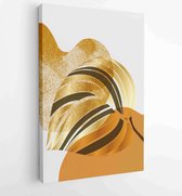 Golden and luxury pattern design with leaves line arts, Hand draw Organic shape design for wall framed prints, canvas prints, poster, home dec 3 - Moderne schilderijen – Vertical –