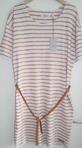 Striped Cotton Jersey Dress MOSCOW - Whisper White/Bronze - Maat M