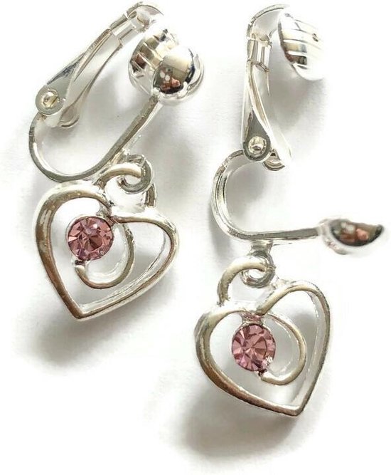 Boucles d'oreilles clip Kinder coeur avec 1 paillettes rose clair, boucles d 'oreilles... | bol.com