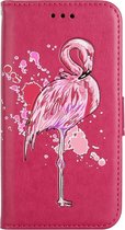 Samsung Galaxy A8 (2018) Hoesje - Mobigear - Design Serie - Kunstlederen Bookcase - Flamingo - Hoesje Geschikt Voor Samsung Galaxy A8 (2018)