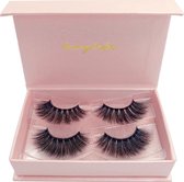 Nepwimpers 2 Paar - Fake Lashes - Lange Wimpers - 17 mm - Zwart - Nep Wimpers + Gratis herbruikbare make-up pad