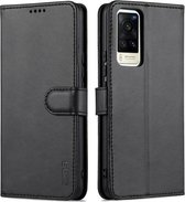 Voor vivo X60 AZNS Huid Voelen Kalf Textuur Horizontale Flip Lederen Case met Kaartsleuven & Houder & Portemonnee (Zwart)