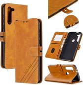 Voor Motorola Moto G8 Stiksels Stijl 2-Kleur Koe Textuur Horizontale Flip PU Lederen Case met Houder & Kaartsleuf & Lanyard (Geel)