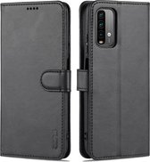 Voor Xiaomi Poco M3 AZNS Huid Voelen Kalf Textuur Horizontale Flip Lederen Case met Kaartsleuven & Houder & Portemonnee (Zwart)