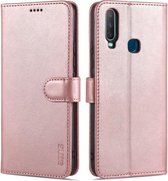 Voor vivo Y17/Y3/Y3S AZNS Huid Voelen Kalf Textuur Horizontale Flip Lederen Case met Kaartsleuven & Houder & Portemonnee (Rose Goud)