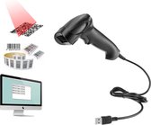 A&K Professionele USB Barcode en QR code Scanner | USB Aansluiting| Universeel | Handscanner | 1D en 2D Lezer| Zwart