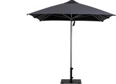 INOWA Lounge Parasol - Ø 250 cm - Antraciet - Vierkant - Alu frame - Polyester doek - Inclusief beschermhoes - Inclusief zilveren parasolvoet 35 kg staal