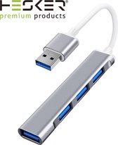 USB Splitter - 4 Extra Poorten - Aluminium Casing - USB Hub - USB Multipoort Adapter Voor Laptop / Macbook - USB 2.0 - USB Switch