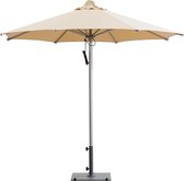 INOWA Lounge Parasol - Ø 280 cm - Beige - Rond - Alu frame - Polyester doek - Inclusief beschermhoes - Inclusief zwarte parasolvoet 35 kg staal