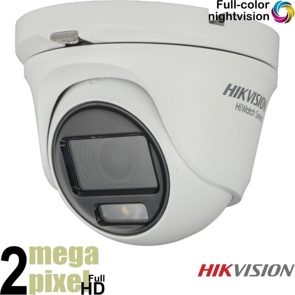 Hikvision Full Color - Dome Camera - 4 in 1 - Full HD - WDR - 20m Nachtzicht - Wit Licht - Goed Zichtbaar - Werkt Preventief - Beveiligingscamera