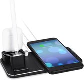 DrPhone SDO1 - 4 in 1 Houder - Draadloze oplader – 10 Watt – Geschikt Voor IOS Apparaten – Charging Dock voor - Zwart