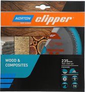 Norton Clipper Bois et Composite - Lame de scie ATB Finition - 235mm - 96 dents - Pour Scies Scies circulaires et Scies à onglet