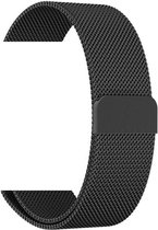 Geschikt voor Samsung Galaxy Watch / Gear S3 bandje Zwart Series 45/46 mm - Milanees Polsband Luxe Milanese Loop - Roestvrij staal - Magneet Sluiting
