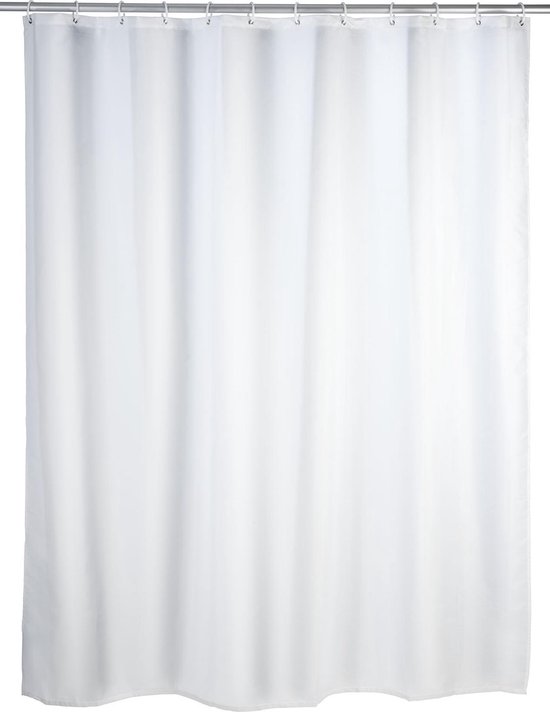 WENKO Anti-schimmel douchegordijn uni wit 180x200cm polyester inclusief ophangringen