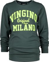 Vingino Logo Longsleeve Jongens T-shirt - Steel Green - Maat 140