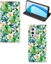 GSM Hoesje OnePlus 9 Bookcase Cover Orchidee Groen