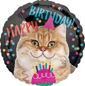 Amscan Folieballon Happy Birthday Cat 43 Cm Zwart