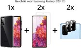 Samsung Galaxy S20 FE hoesje siliconen case transparant cover - 2x Samsung S20 FE Screen Protector + 2x Camera Lens Screenprotector