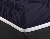 1-persoons hoeslaken dubbel jersey (extra dik) blauw / donkerblauw / navy 90/100 x 200/220 cm TOP KWALITEIT (warm en zacht voor de winter)