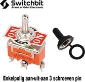 SwitchBit - Tuimelswitch enkelpolig aan-uit-aan + afdekkapje - 15A/250V