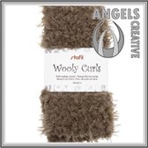Wooly curls stof, bruin, Afmeting: 30 cm x 40 cm, 100% polyester