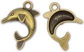 Bedel dolfijn brons, Afmeting: 31mm x 24mm x 4mm. 6 stuks