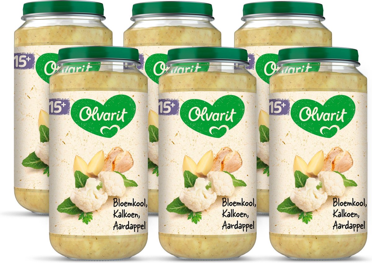 Goedkoopste Olvarit Babymaaltijd 15 Maanden – Bloemkool Kalkoen Aardappel – 6 x 250g