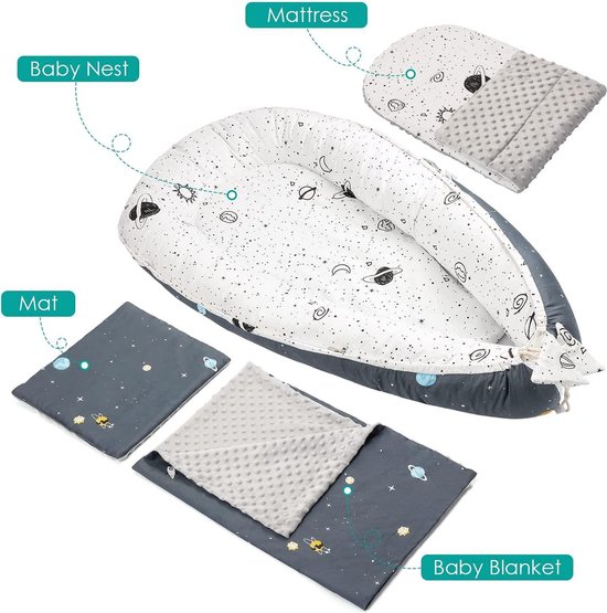 Babynestjes 5-delig knuffelnestset inclusief babynestje