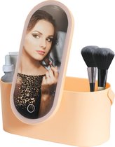 Peach Beauty Luxe Reis Beautycase - LED spiegel - peach oranje