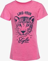 TwoDay meisjes T-shirt met tijgerkop - Roze - Maat 134