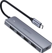 Ugreen USB-C adapter - Thunderbolt 3 - 4x USB 3.0 - 1x USB-C - Grijs