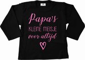 Shirt met tekst-meisje-papa's kleine meisje voor altijd-zwart-licht roze-Maat 68