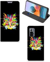 Étui pour smartphone Xiaomi Redmi Note 10 Pro Étui portefeuille Cat' anniversaire mignons Couleur de chat